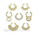 Gold Plated Tribal Brass Indian Fake Septum Nose Ring